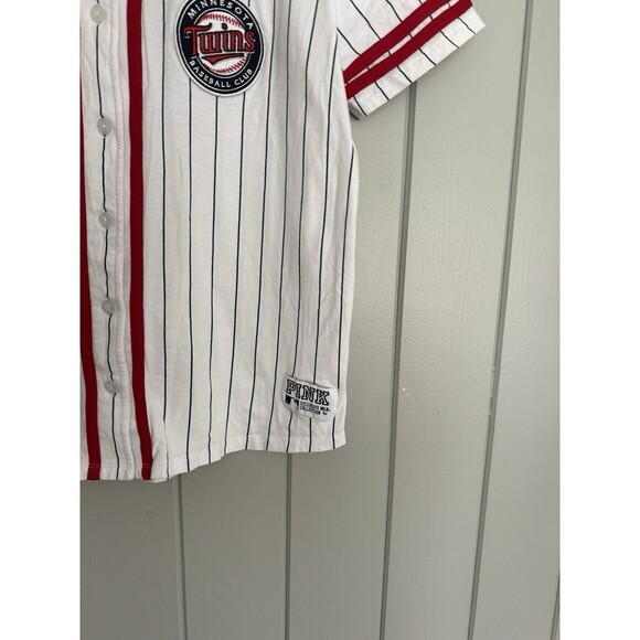 PINK Victoria Secret Minnesota Twins Jersey L Large MLB Stripe Short Sleeves - Picture 2 of 6